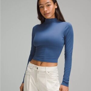 Lululemon All Aligned Mock-Neck Long-Sleeve Shirt - Pitch Blue, size 2